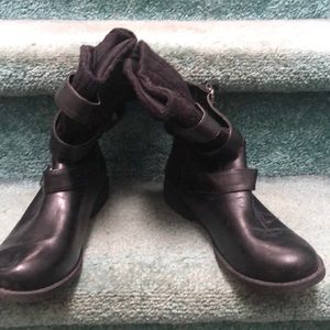 Short Cable Sweater Boot with Buckles